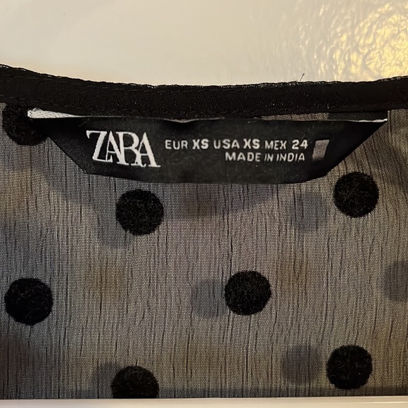 ZARA Black Polka Dot Deep V Neck Mini Dress - Picture 8 of 9